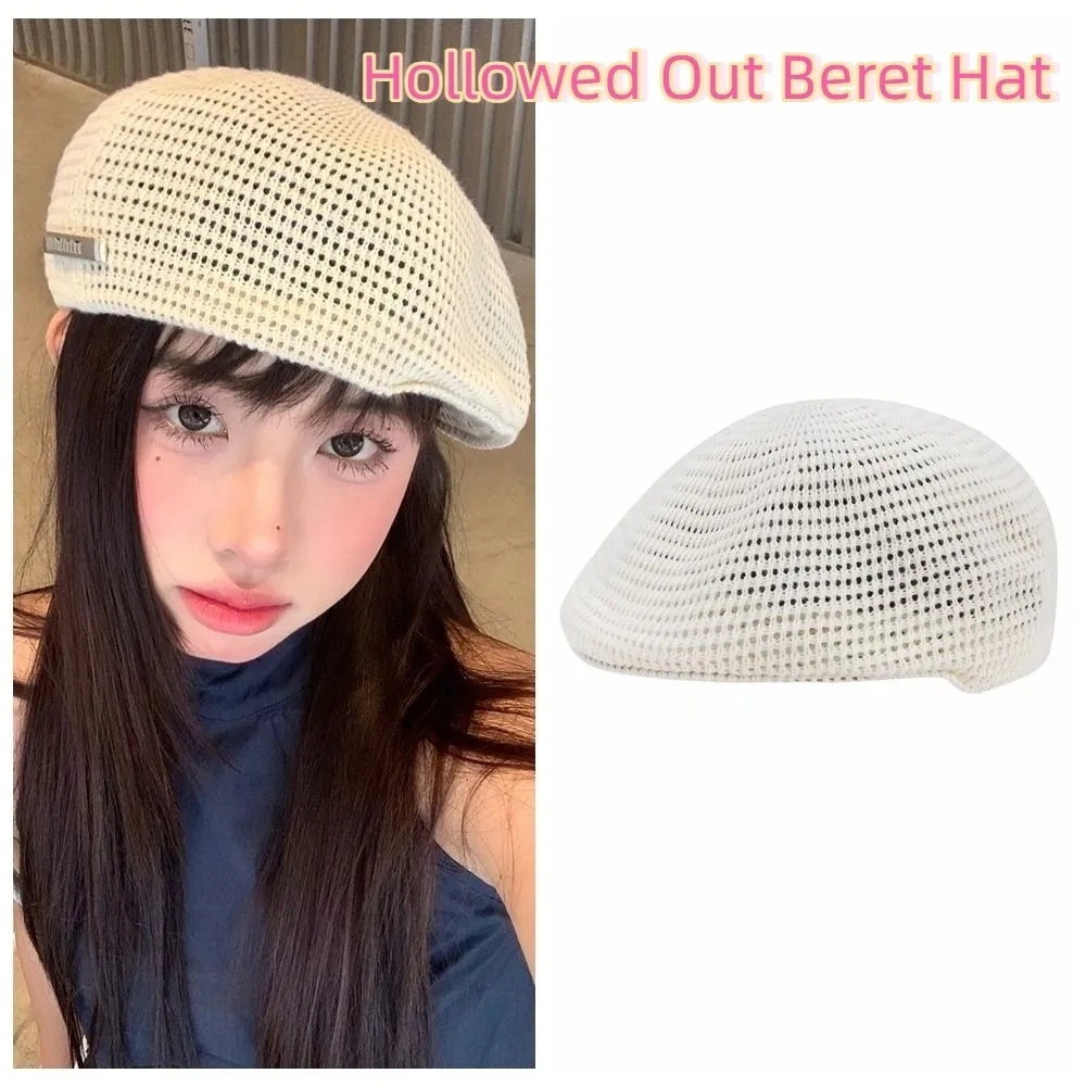 

Brimless Cap Breathable Hollowed Out Beret Hat Vintage Painter Hat Weave Hat Thin Japanese Style Crochet Knitted Cap Spring