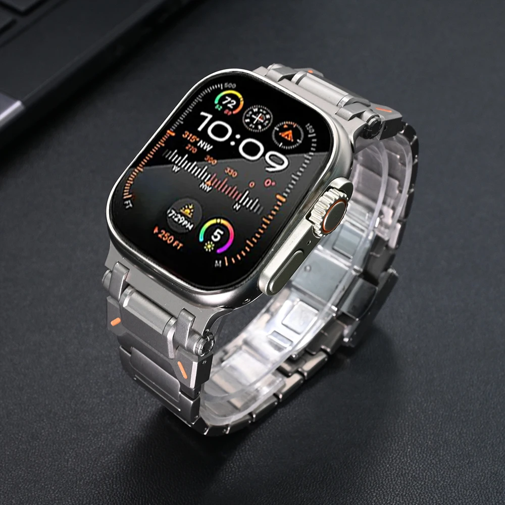 Titanium Link Bracelet for Apple Watch Ultra 1 2 49mm Series 10 46mm 9 8 7 45mm Luxury Mens Strap for Iwatch 6 5 4 Se 44mm Band