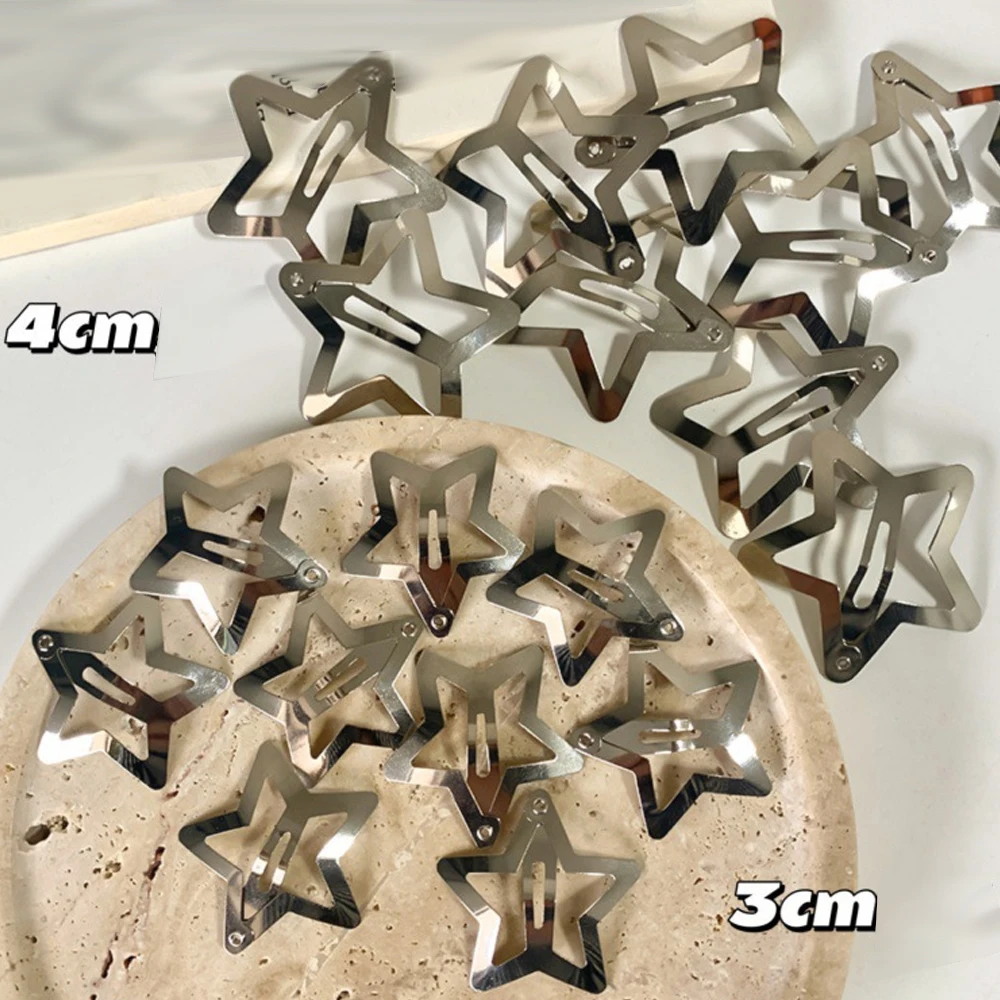 10/20/30/40/50/60/70/80/90/100pcs Silver Star BB Hair Clips Metal Snap Clip Hairpins Barrettes Hair Grip wig Hair Accessories