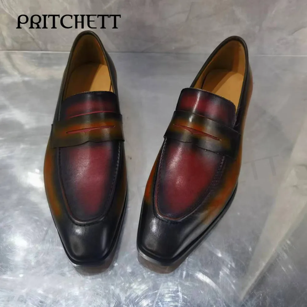 Business Color Casual Leather Shoes One-Step Round Head Personality Simple Leather Men's Shoes Gentleman Formal Shoes