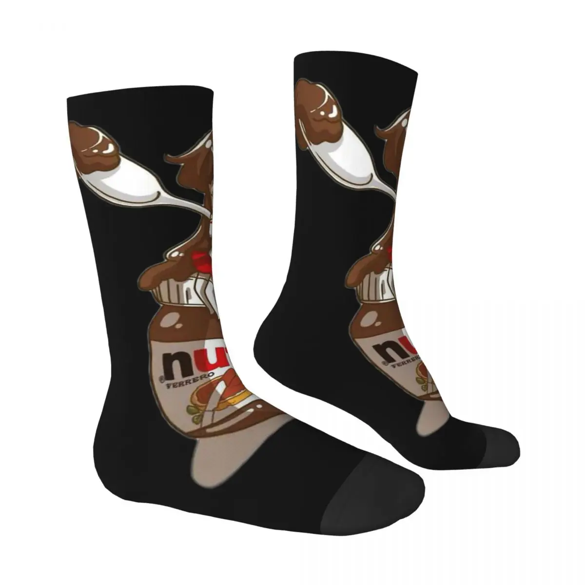 Calcetines de dibujos animados de Nutella para hombre y mujer, calcetín cálido con estampado 3D, estilo callejero, Unisex