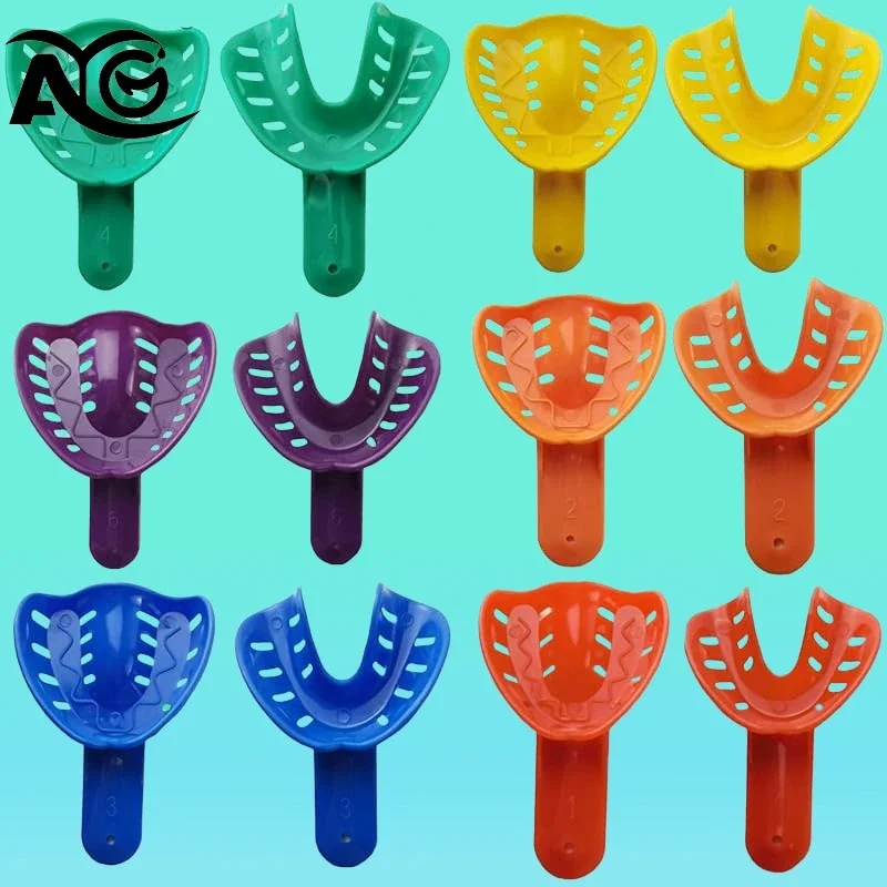 12Pcs/Pack AG Dental Impression Trays Dentist Impression Durable Plastic Teeth Holder Lab Dentistry Accessory Tools