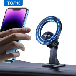 TOPK for MagSafe Car Phone Holder Strong Magnet Enhanced Adhesion Resistant to High & Low Temperatures Magnetic Car Phone Mount
