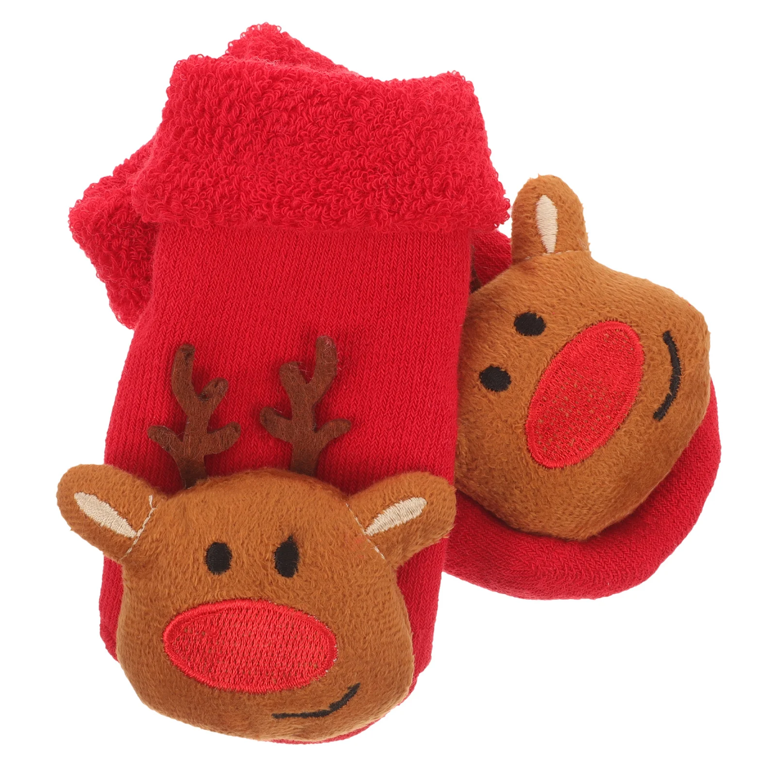 1 Pair Christmas Baby Cute Cartoon Non Skid Bottom For Newborn Toddlers Winter Warm Newborn Grip Socks Grip Socks