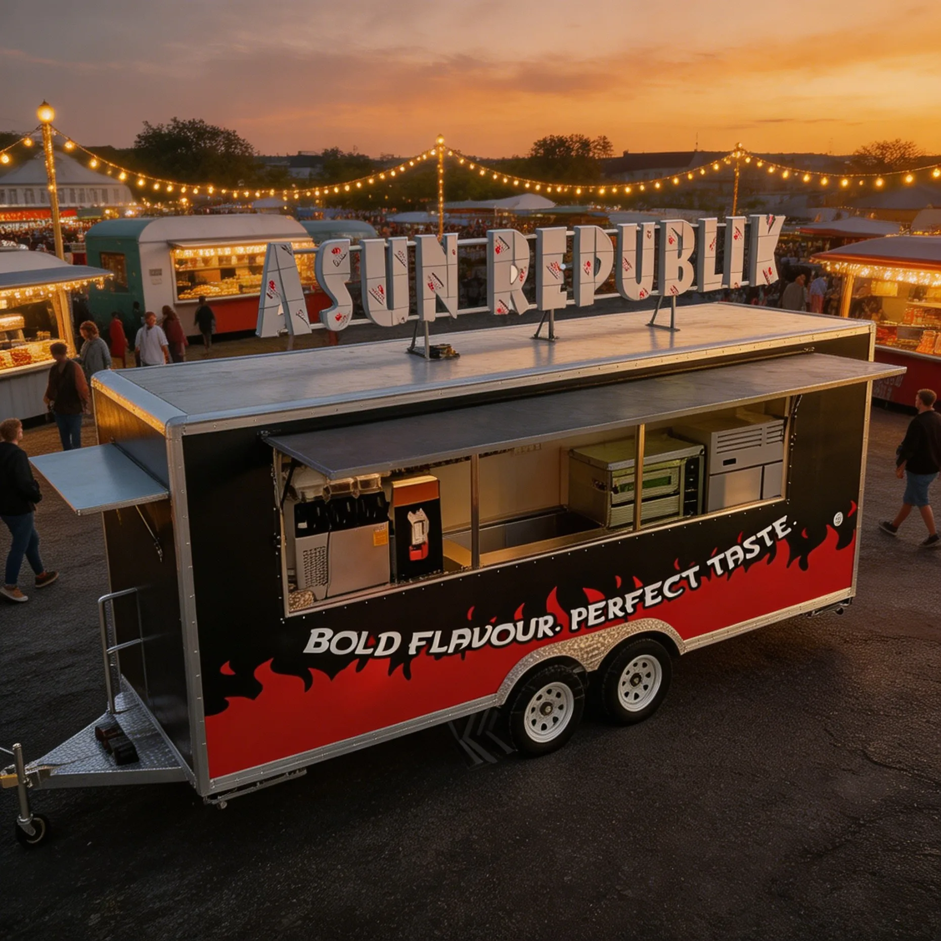 

Mobile Kitchen Trailer Fast Food Truck with Full Equipment Concession Food Cart for Street Vending Business for Sale