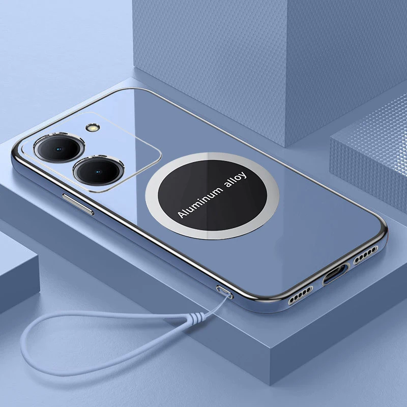 Pour vivo Y36 5G étui vivo Y27 5G coque de téléphone de luxe placage carré attraction magnétique antichoc couverture arrière en Silicone