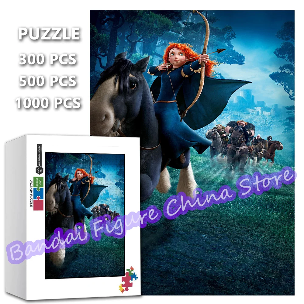 

Brave Disney Movies Puzzle 300/500/1000 Pieces Cartoon Figure Princess Merida Jigsaw Puzzle Kids Decompress Educational Toys