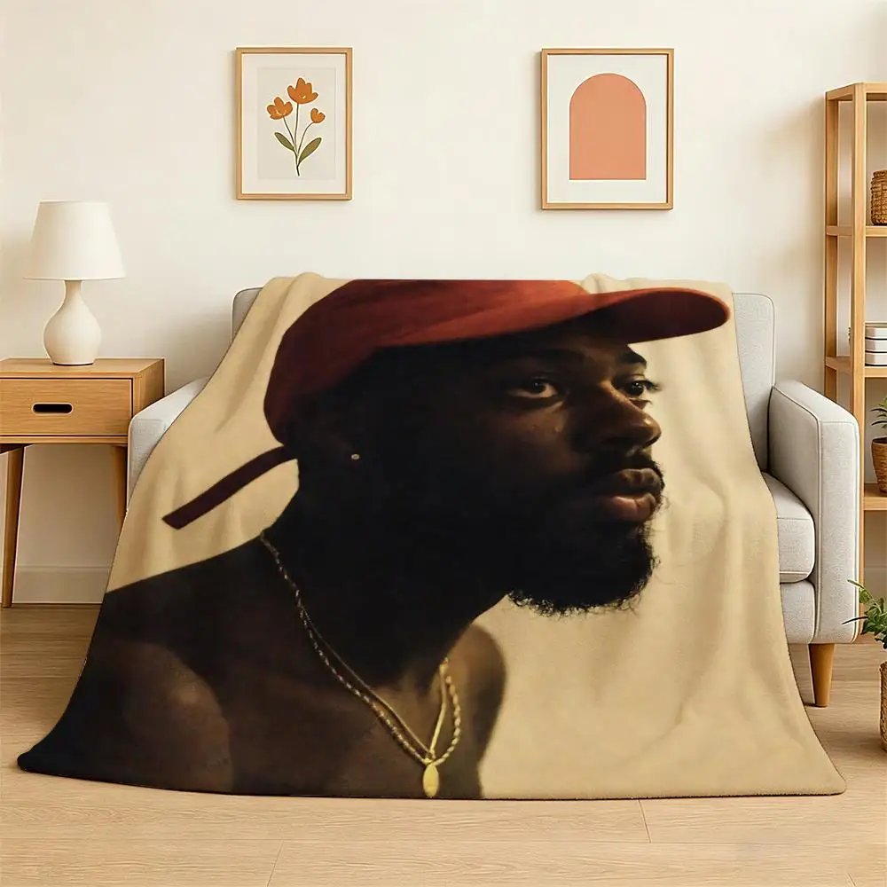 

Singer Brent Faiyaz Larger Than Life Throw 240g Flannel Blanket Lightweight Soft Skin-friendly Summer Thin Throw Blanket