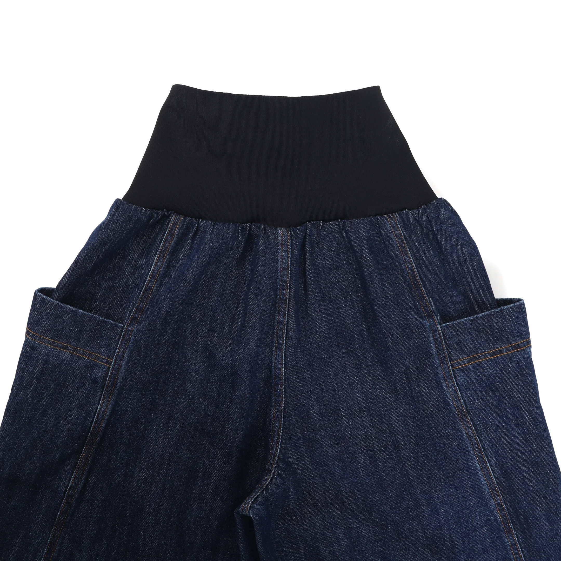 

Модные женские джинсы с высокой талией и широкими штанинами, с трикотажным поясом, свободные, стройнящие, удлиняющие ноги, универсальные, стильные