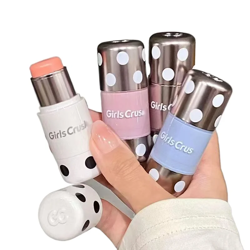 GirlsCrush Polka Dot Blusher Stick Expansion Color Soft Light Multi Purpose Cream Cheek Rouge Silky Smooth Long-lasting Makeup