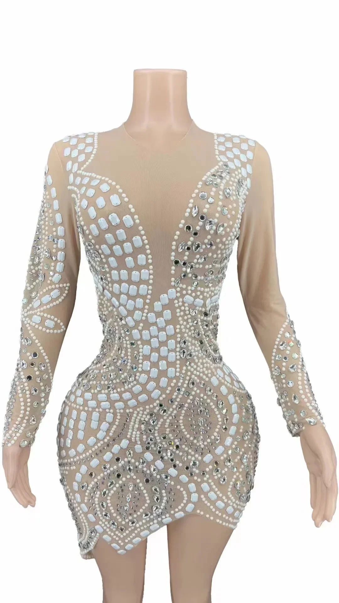 Robe longue de soirée à paillettes argentées scintillantes pour femmes, cape en maille extensible, Perspective de bal, sirène, tenue de scène de chanteur