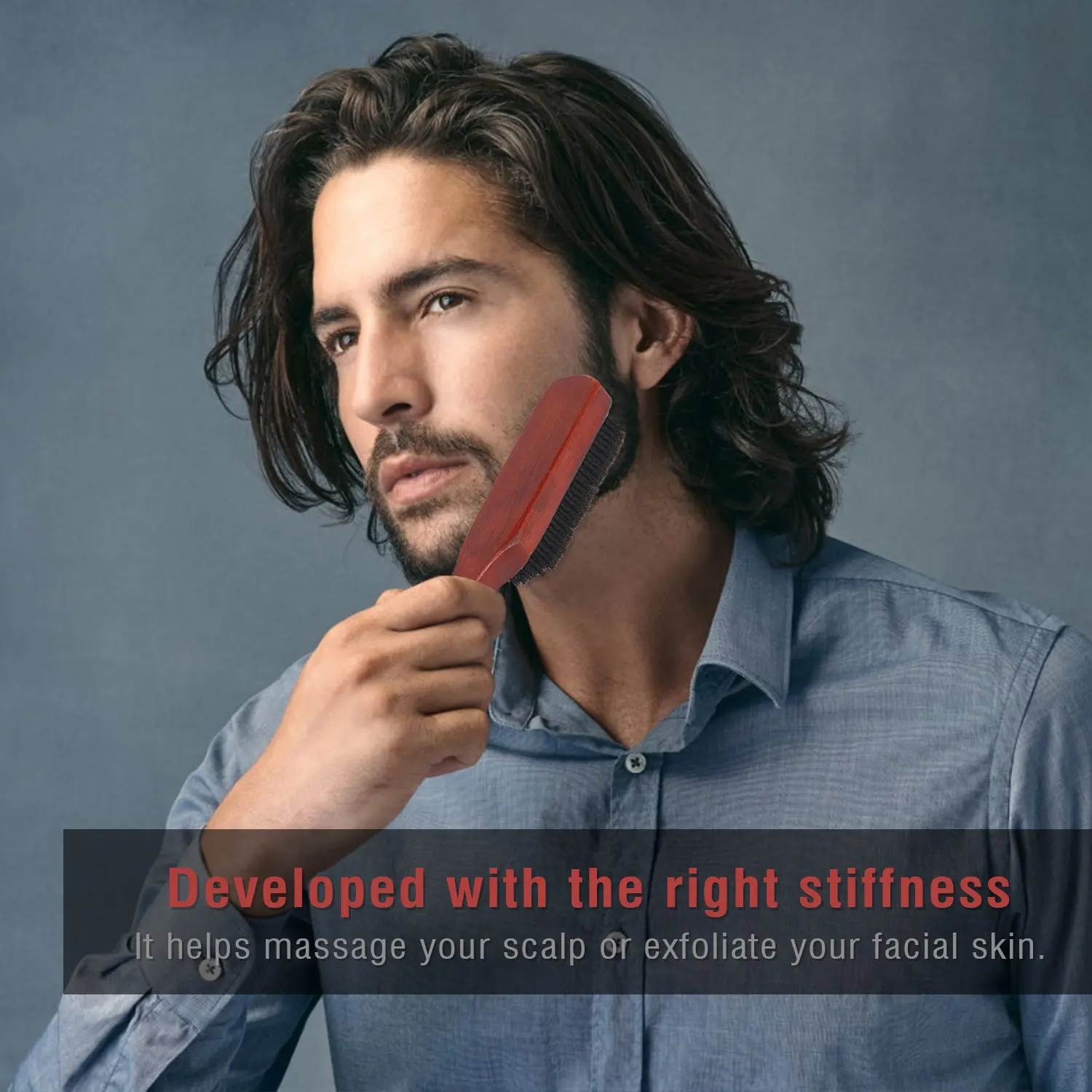Wooden Handle Hair Brush Dense Bristles Massage for Women Men Beard Thin Natural Soft Fine Hair Brushes
