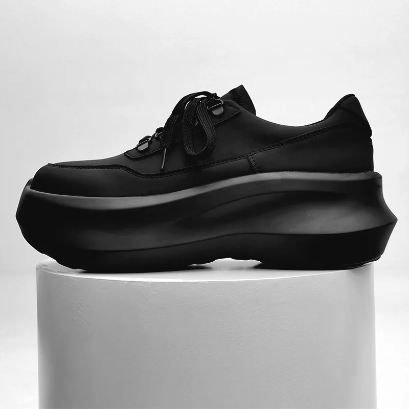 Summer New Mesh Men's Height 7CM Casual Breathable Dad Shoes Sponge Cake Thick Bottom Trendy Sports Shoes