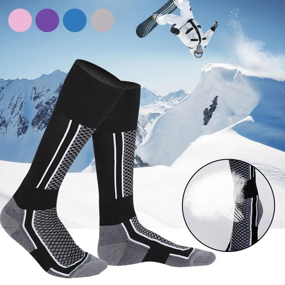 1 Pair Winter Warm Thickening Ski Stockings Hiking Socks For Women Men Children Anti-Cold Skiing Outdoor High Sports Stocki F5M8