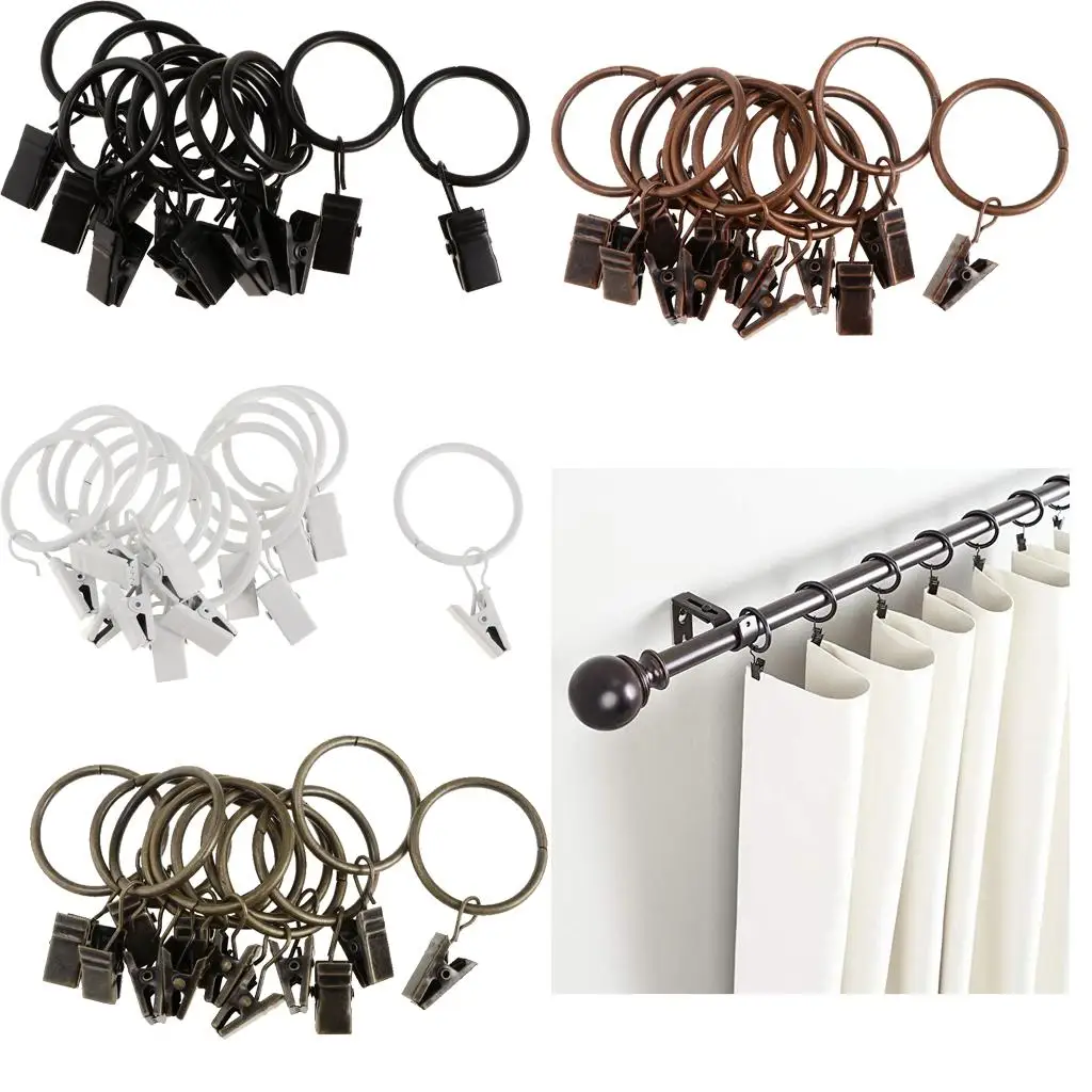 Voile Drape Ring Heavy Duty Iron Curtain Clips Set for Wall Window Curtains Extendable Curtain Rods