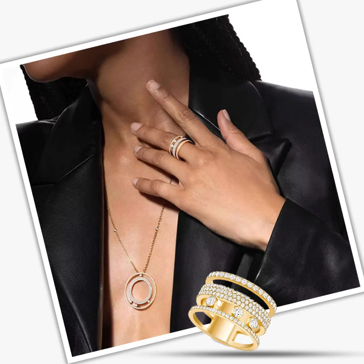 

2024 Classic Glossy Pop Ladies 925 Silver Three Section MOVE Full Diamond Series Ring Is Bright and Beautiful for Everyday Wear