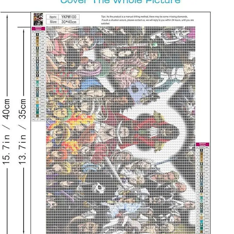 1 szt. Popularny zestaw do malowania diamentami z anime One Piece, 5D pełny zestaw do samodzielnego wykonania, kryształowe malowanie dużymi kamieniami, epickie postacie z Grand Line, Gat