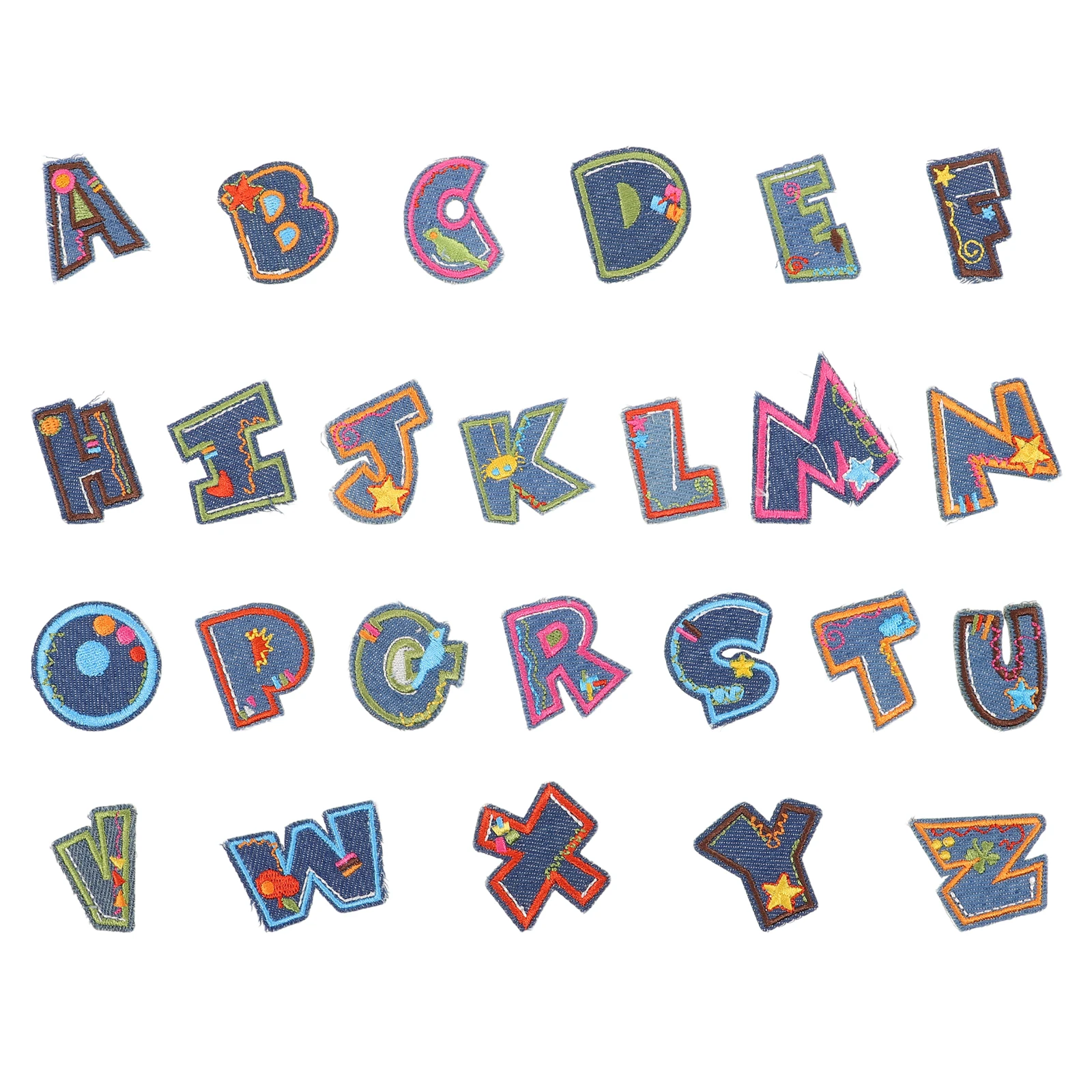 

26pcs Colorful Letter Patch Embroidered Clothes Patches Iron On Sewing Repair Alphabet Appliques Jeans Decorative Cloth