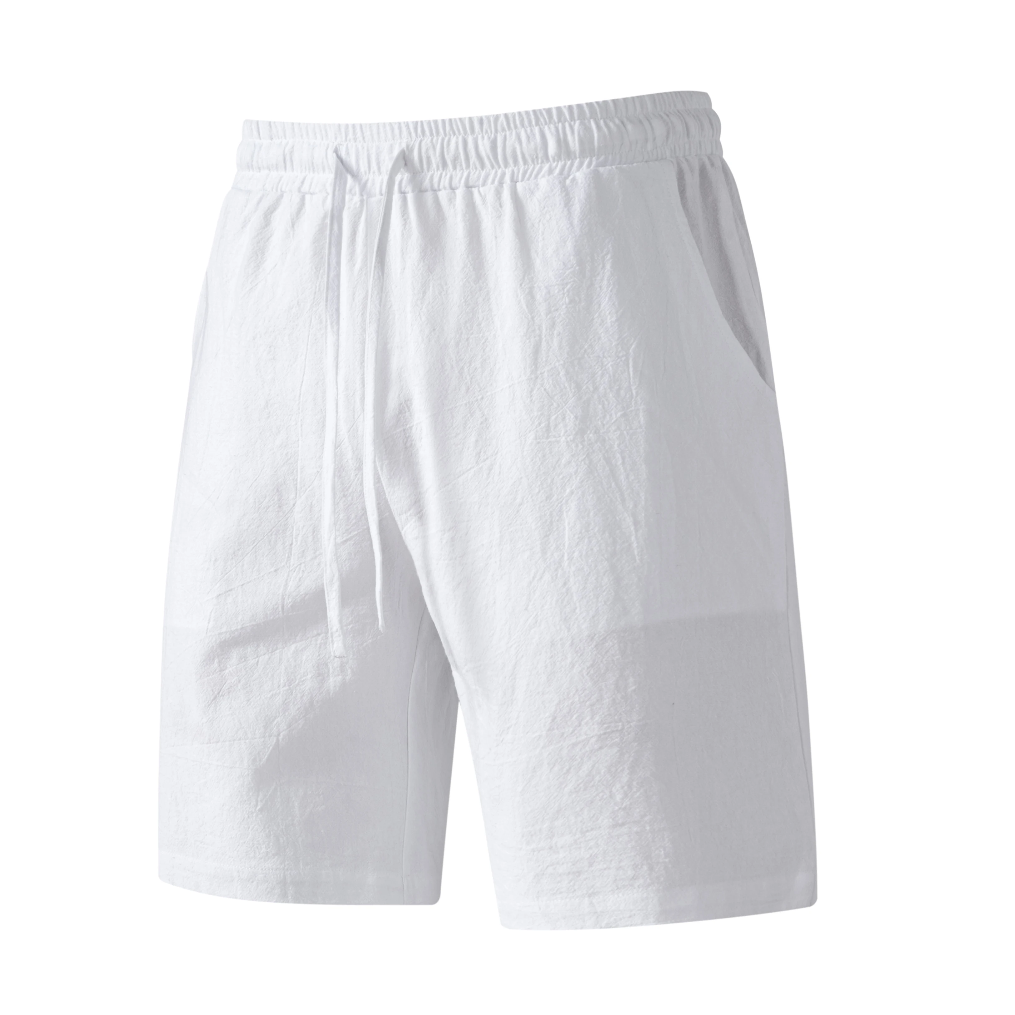 New Men's Summer Shorts with Pockets and Laces Solid Color Cotton and Linen Comfortable Breathable Outdoor Fashion Breathable