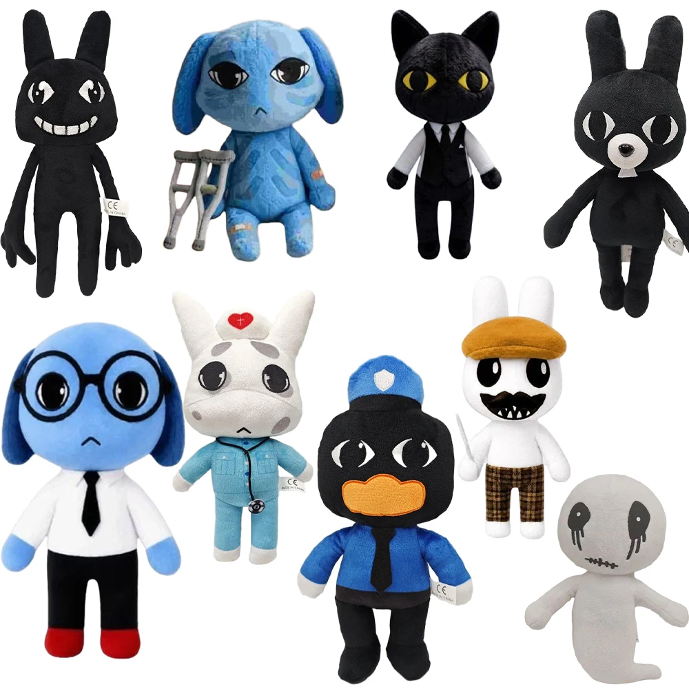 Cute Horror Animal Hospital Plush Doll Blue Dog Penguin Bunny Stuffed Toy Collectible Game Character Plush Gift for Kids