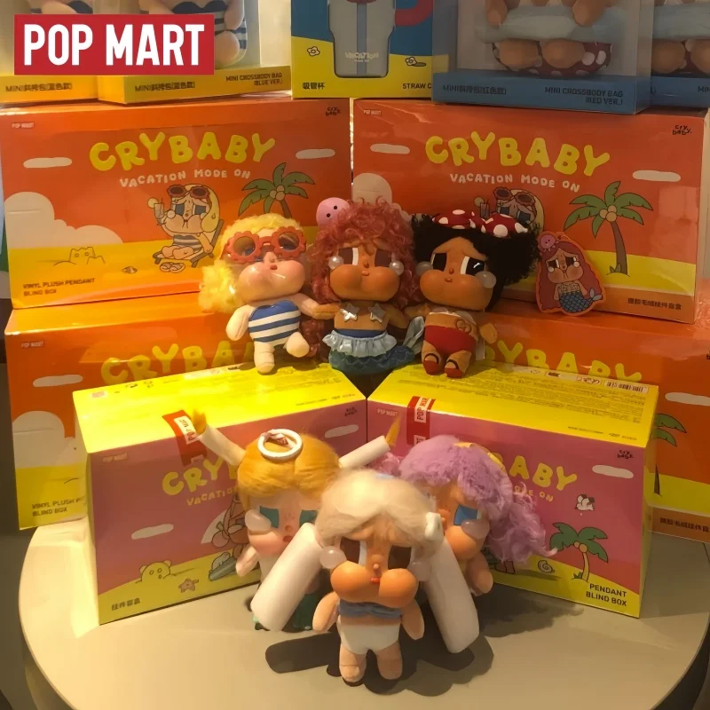 Original Pop Mart Crybaby Vacation Mode On Series Vinyl Trendy Blind Box Mystery Box Cute Toys Ornaments Figures Surprise Toys