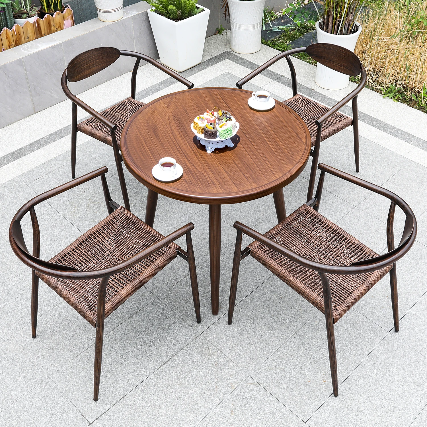 *r for New Simple Outdoor Courtyard Patio Coffee Color Table and Chairs Garden Leisure Furniture&