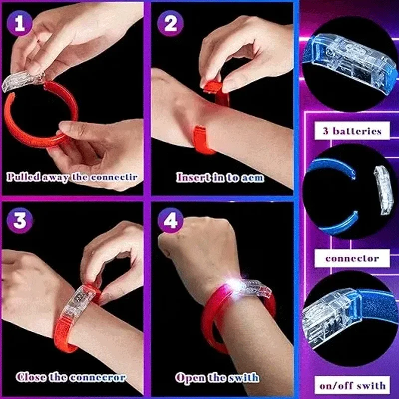 50 قطعة أساور LED مخصصة أساور مضيئة عيد الميلاد النيون حفل زفاف زينة حفلة عيد ميلاد