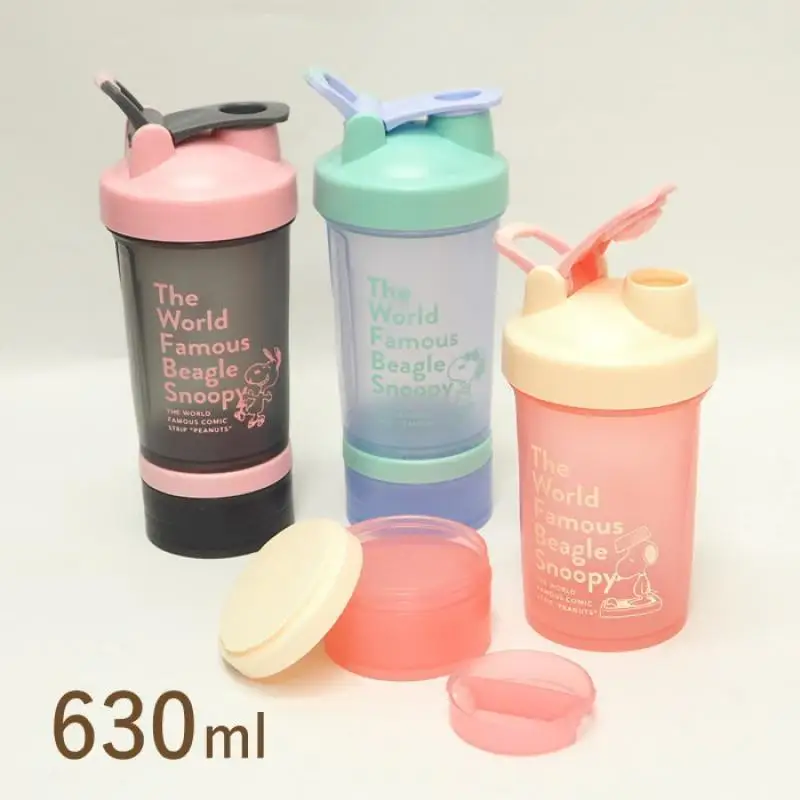 630Ml Snoopy Cute Large Capacity Colorful Sports Water Bottle with Separation Outdoor Kettle Kawaii Anime Plush Toy for Kid Gift