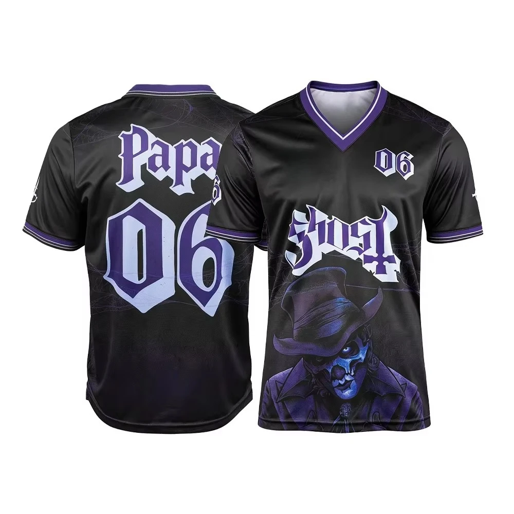 Summer Ghost Papa 06 Doom Metal V-Neck Jersey Y2K Matching Band Fan Uniform Breathable Suitable for Both Adults and Children