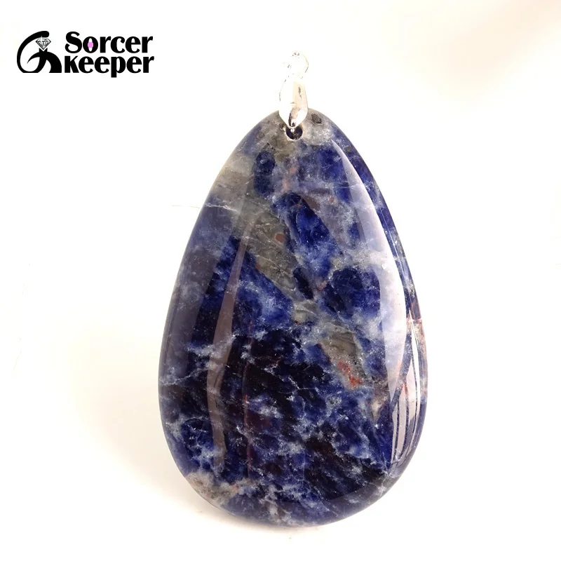 Natural Healing Gemstone Pendant Sodalite Crystal Water Drop Pendant Blue-vein Stone Quartz Polished Necklace Jewelry Gift BA688