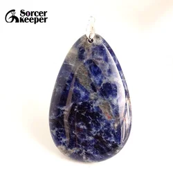 Natural Healing Gemstone Pendant Sodalite Crystal Water Drop Pendant Blue-vein Stone Quartz Polished Necklace Jewelry Gift BA688