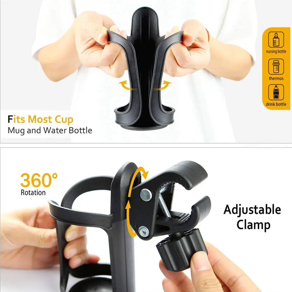 Bike Cup Holder Bike Water Bottle Holders Stroller Cup Holder Universal Multifunctional 360 Rotation Cup Holder for Bicycle