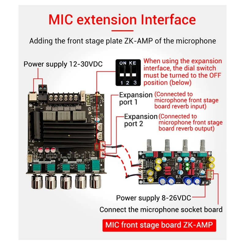 ZK-ST21 Bluetooth Digital Amplifier Board 2.1 Channel 100Wx2+200W Subwoofer Chip TPA3221 Hifi Stereo Amplifier Board