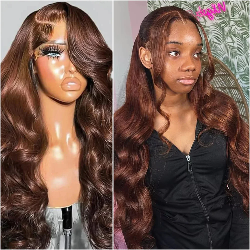 

Шоколадно-коричневый парик с кружевной передней частью 13x6, бразильский, предварительно выщипанный, с HD-кружевом 13x4, волнистый, 100% натуральные волосы, парик с закрытием, плотность 200%