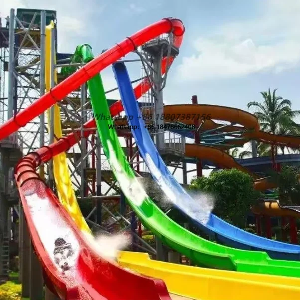 2025 Best Selling Custom Size Giant Fiberglass Water Park Castle Slides Exciting 6 Play Structures with Massive  Bucket