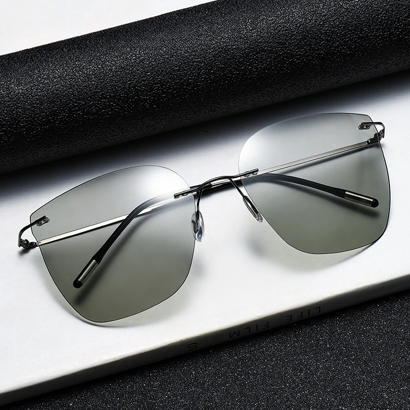 

2026 New Men Frameless Polarized Sunglasses Ultra Light Classic Driving Photochromic Eyewear UV400 for Outdoor Travel Driving