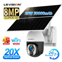 LS VISION 8MP 24/7 Hours Recording Solar Camera 4K 4G 20X Optical Zoom WiFi PTZ  Auto Tracking CCTV Cameras with 20W Solar Panel