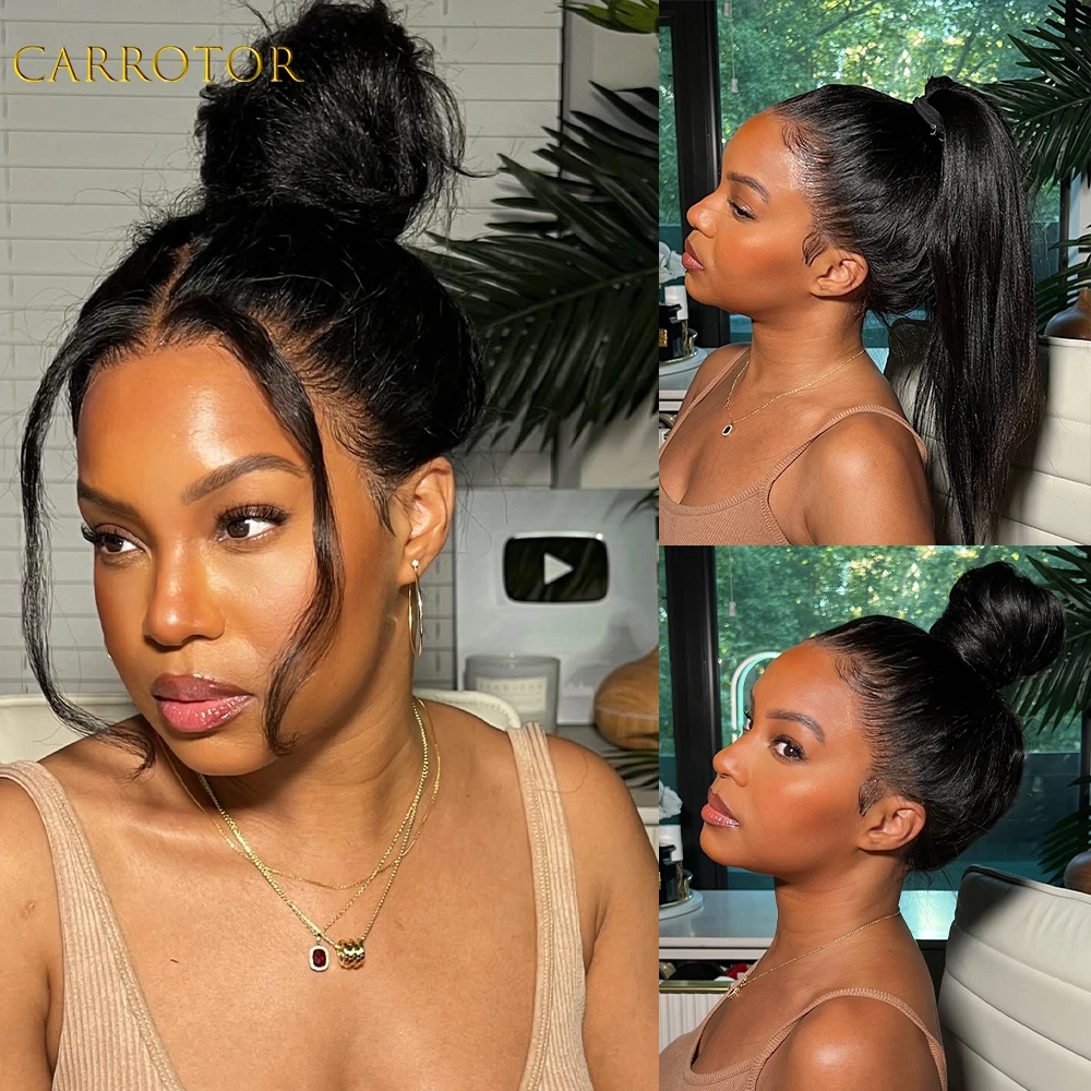 

360 Full Lace Wig Human Hair Pre Plucked Natural hairline Bleached Knots 180% 250% Density Straight Human Hair Wig Ready To Go