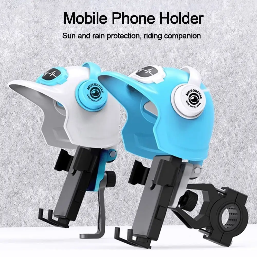 Creative Small Helmet Sunscreen Phone Stand Sunshade Umbrella Phone Bracket Mobile Phone Holder for Motorcycle Bike Accessories