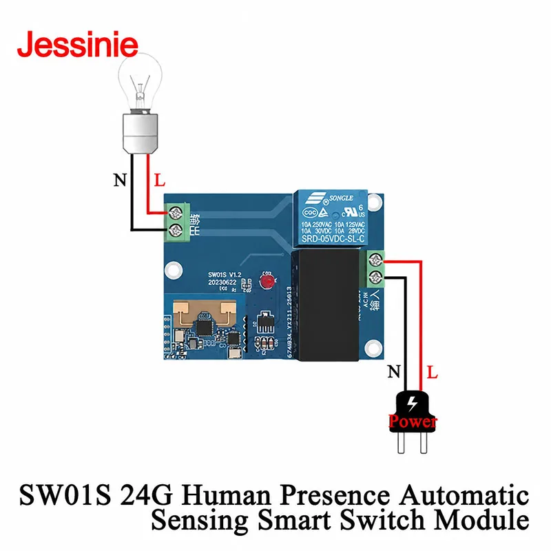 2Pcs/1pc Hi-Link 24G Human Presence Radar Auto Induction Smart Switch SW01S Light Controller APP Intelligent Param Adjustment