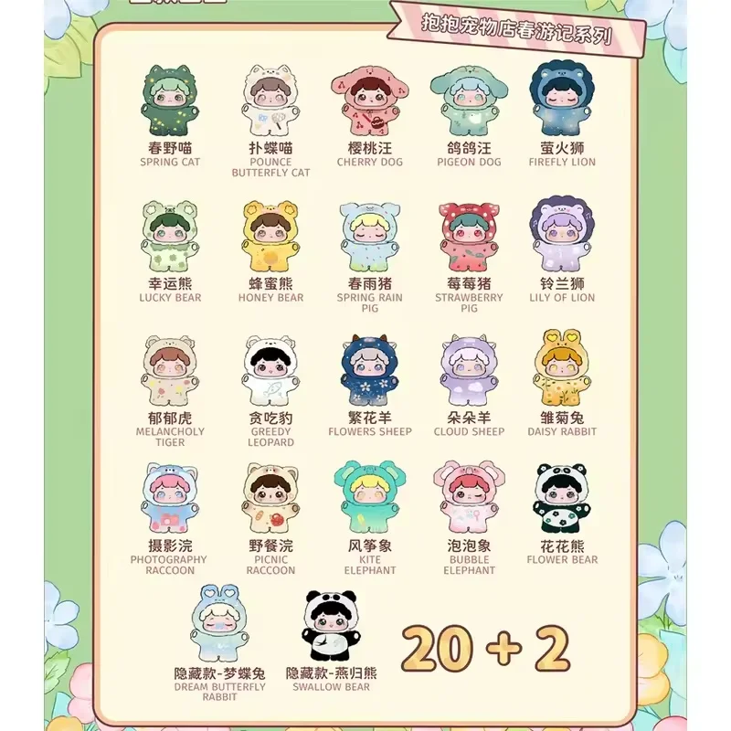 Boabao'S Dierenwinkel Serie Lente Uitje Speelgoed Cartoon Leuke Mini Figuren Blind Box Mysterieuze Box Decoratie Model Pop Leuk Cadeau