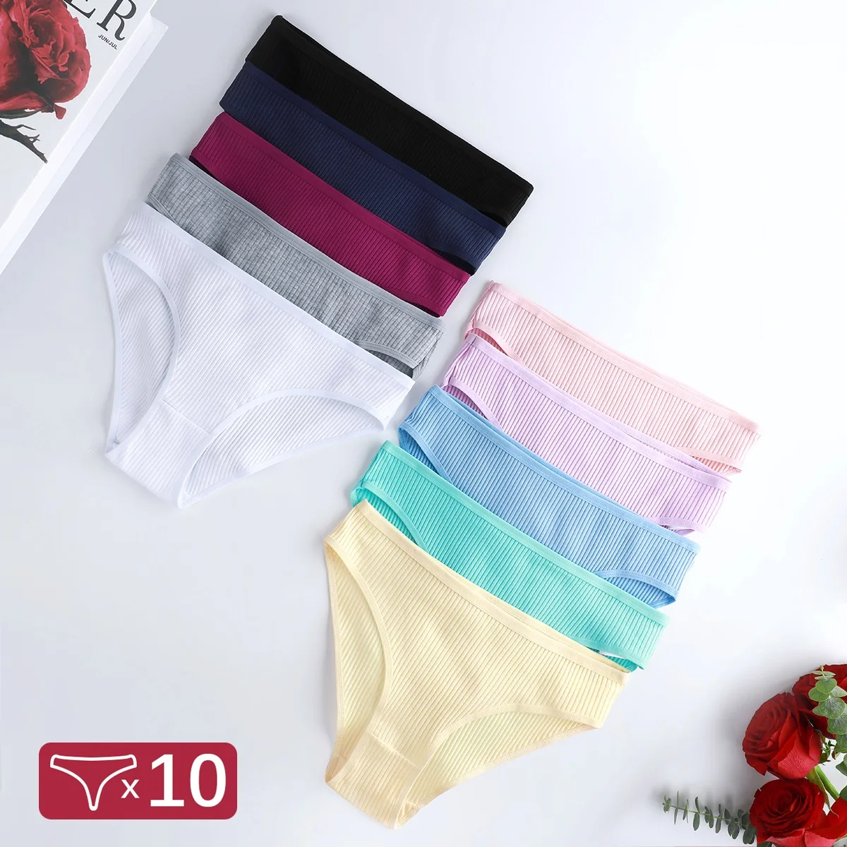 

10PCS Women's Cotton Panties Ladies Girls Seamless Panties Briefs Breathable Comfortable Sport Panties Women Underwear Panties