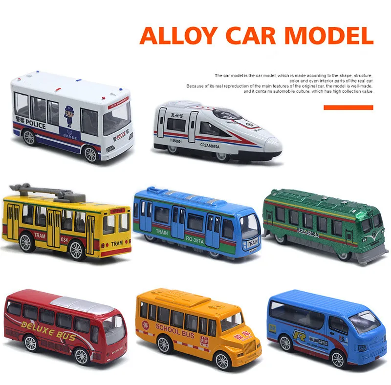 ミニチュアバスセット1: 60合金,高速列車のおもちゃ,オリジナルパッケージ,卸売り