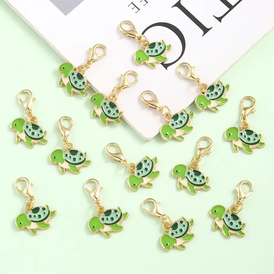 1/5/10/20/50/100pcs Green Little Turtle Keychains, Equipped with Lobster Clasps, for DIY Handicrafts, Keychains, DIY Keychain Ac