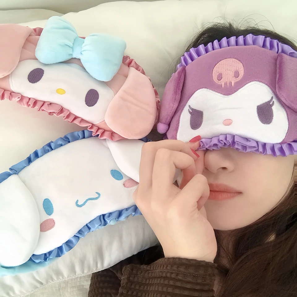 Sanrio Cartoon Flounce Eyeshade Japanese Style Eye Patch Kuromi My Melody Pochacco Cinnamoroll Sleeping Blindfold For Girl