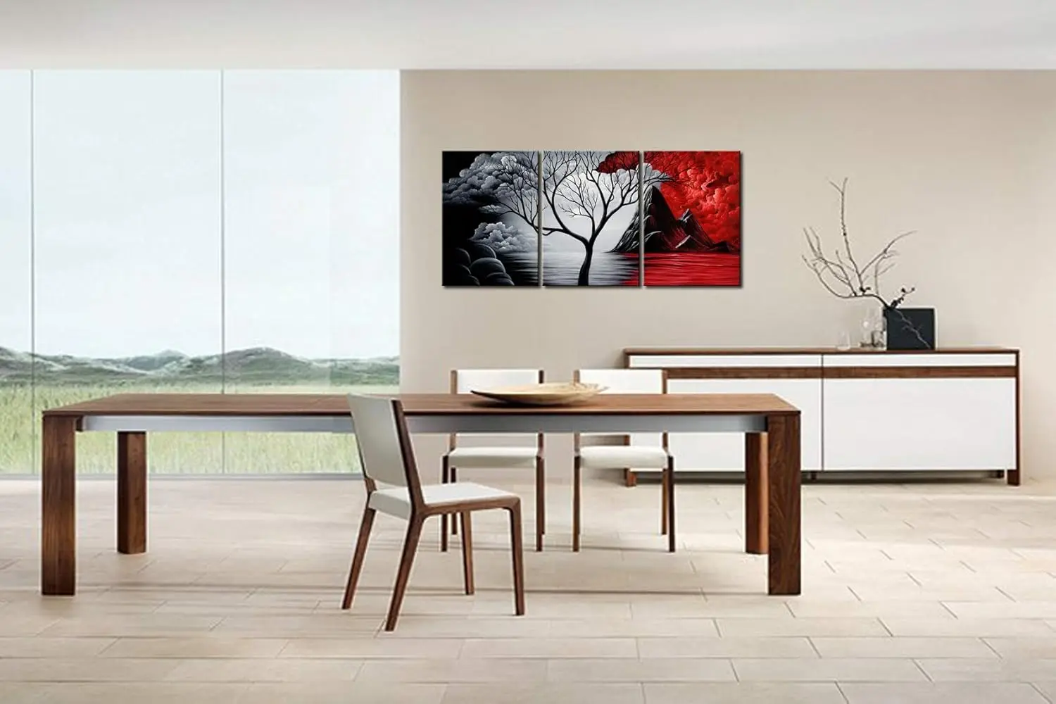 The Cloud Tree Modern Gallery Wrapped Canvas Print Artwork Abstract Landscape 3panels Pictures on Canvas Wall Art Ready to Hang