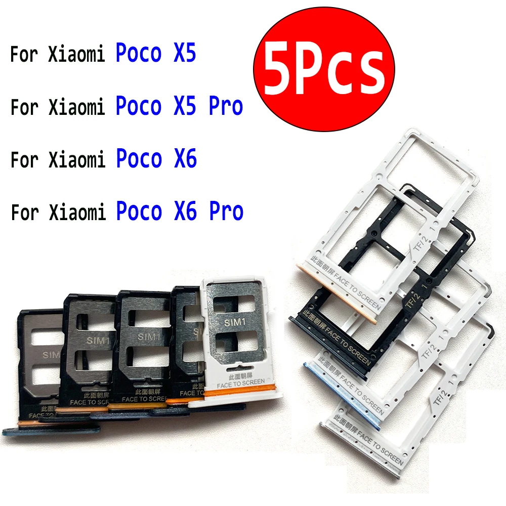 5 sztuk, NOWOŚĆ Dla Xiaomi Poco X6 / X6 Pro Taca karty SIM Szczelina szuflada Uchwyt Adapter Akcesoria Części Dla Xiaomi Poco X5 / X5 Pro