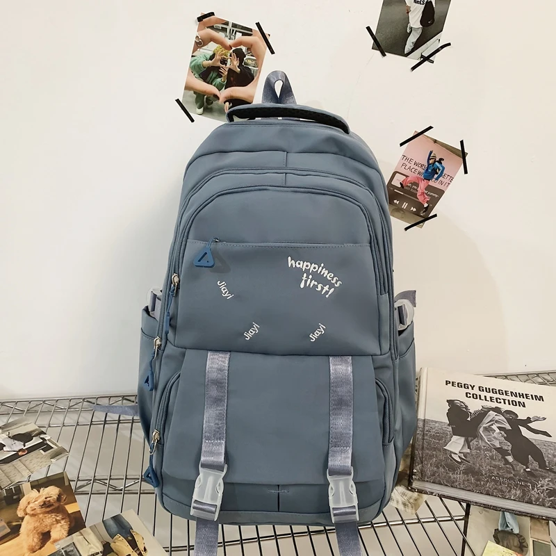 Große Kapazität Nylon Schult aschen 2024 hochwertige Rucksack Reiß verschluss Freizeit weichen Griff College-Stil einfarbige Taschen