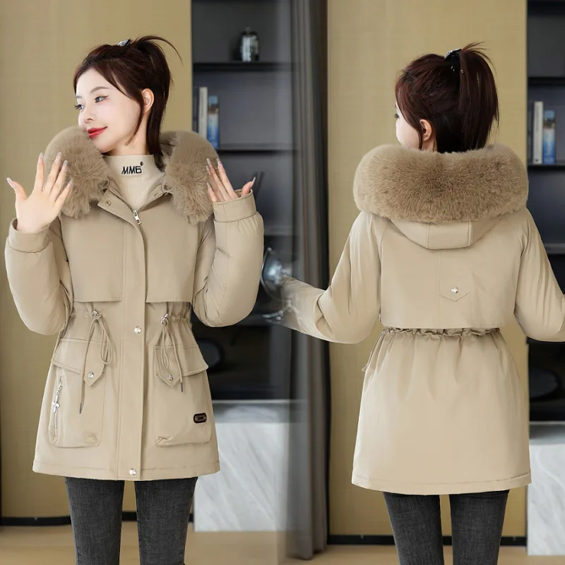 

Parker Cotton Coat for Women 2025 Winter New Style Fashion Slim-fit Cotton-padded Jacket Short Fleece-lined Thickened Parka
