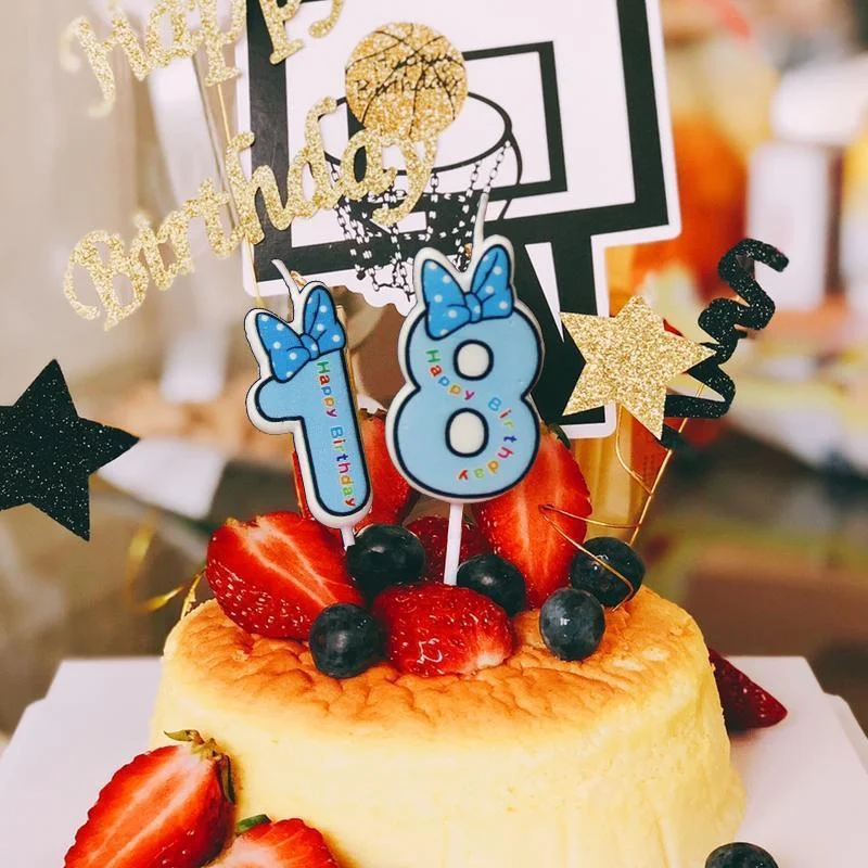 Cute Digital Number Candle Bowknot Number Birthday Candles 1 2 3 4 5 6 7 8 9 Kids Birthday Candle Party Decor Cake Candles